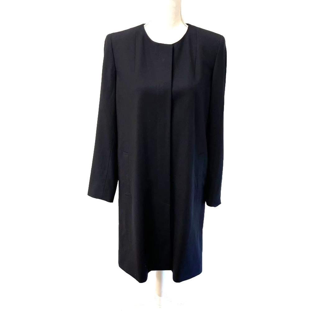 Vintage Donna Karan Long‎ Coat Women 4 Black Mid Length Minimalist Capsule
